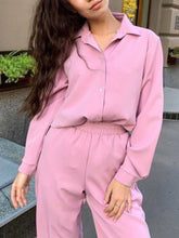 Load image into Gallery viewer, Fashion Buttons Blouse Pants Set
