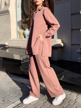 Load image into Gallery viewer, Fashion Buttons Blouse Pants Set
