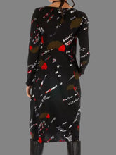 Load image into Gallery viewer, Retro Graffiti Print Round Neck Long Sleeve Women'S Dress
