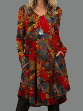 Load image into Gallery viewer, V-Neck Large Area Printing Midi Dress

