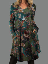 Load image into Gallery viewer, V-Neck Large Area Printing Midi Dress
