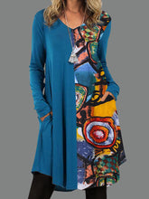 Load image into Gallery viewer, V-Neck Splicing Printing Midi Dress
