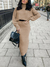Load image into Gallery viewer, Fashionable And Elegant High Collar Solid Color Women'S Knitted Suit Skirt
