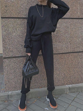 Load image into Gallery viewer, Fashion Solid Color High Collar Casual Loose Two-piece Suit
