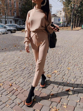 Load image into Gallery viewer, Fashion Solid Color High Collar Casual Loose Two-piece Suit
