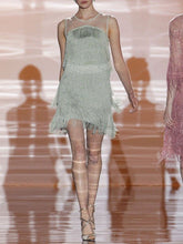 Load image into Gallery viewer, Fashion Elegant Round Neck Fringed Mini Dress
