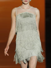 Load image into Gallery viewer, Fashion Elegant Round Neck Fringed Mini Dress
