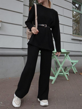 Load image into Gallery viewer, Pure Color Round Neck Loose Casual Knitted Two-piece Suit
