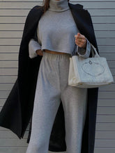 Load image into Gallery viewer, Fashion Casual Knitted High Neck Loose Two-Piece Suit
