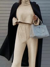 Load image into Gallery viewer, Fashion Casual Knitted High Neck Loose Two-Piece Suit
