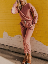 Load image into Gallery viewer, Solid Color Retro Simple Round Neck Casual Jumpsuit
