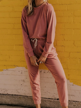 Load image into Gallery viewer, Solid Color Retro Simple Round Neck Casual Jumpsuit
