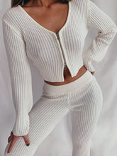 Load image into Gallery viewer, Zipper Solid Color Knitted Suit
