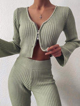 Load image into Gallery viewer, Zipper Solid Color Knitted Suit
