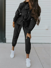 Load image into Gallery viewer, Fashion Solid Color Lapel High Waist Zipper Casual Jumpsuit
