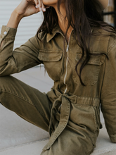Load image into Gallery viewer, Fashion Solid Color Lapel High Waist Zipper Casual Jumpsuit
