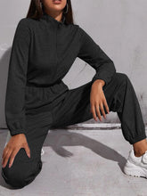 Load image into Gallery viewer, Zipper Half Placket Slant Pocket Solid Color Jumpsuit
