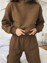 Load image into Gallery viewer, Women'S Solid Color Casual Hooded Loose Sports Two-Piece Suit
