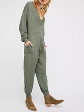 Load image into Gallery viewer, Sexy V-neck Solid Color Loose Casual Jumpsuit
