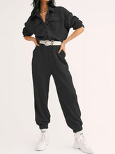 Load image into Gallery viewer, Fashion Lapel Solid Color Loose Casual Button Jumpsuit

