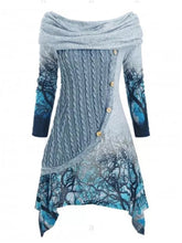 Load image into Gallery viewer, Casual Pile Collar Hooded Printed Women&#39;S Dress
