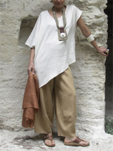 Load image into Gallery viewer, Spring And Summer Retro Asymmetrical Cotton And Linen Women'S Suit
