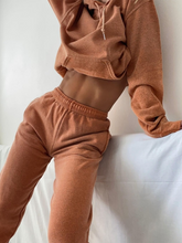 Load image into Gallery viewer, Hooded Drawstring Loose Casual Solid Color Two-piece Suit
