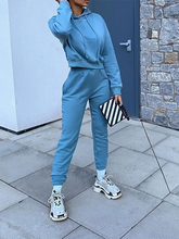 Load image into Gallery viewer, Fashion Hooded Loose Casual Solid Color Two-piece Suit
