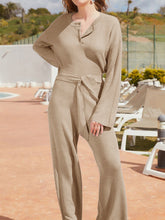 Load image into Gallery viewer, Casual Solid Color Loose Round Neck Lace-Up Jumpsuit
