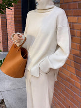 Load image into Gallery viewer, Simple High Collar Solid Color Women'S Knitted Two-Piece Suit
