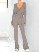 Load image into Gallery viewer, Fashion Solid Color Deep V-neck Casual Jumpsuit
