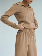 Load image into Gallery viewer, Lapel Zipper Knit Two-Piece Suit
