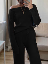 Load image into Gallery viewer, Fashion Casual Off-Shoulder Slim Knit Two-Piece Suit
