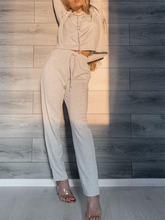 Load image into Gallery viewer, Hooded Drawstring Long Sleeve Casual Solid Color Two-piece Suit
