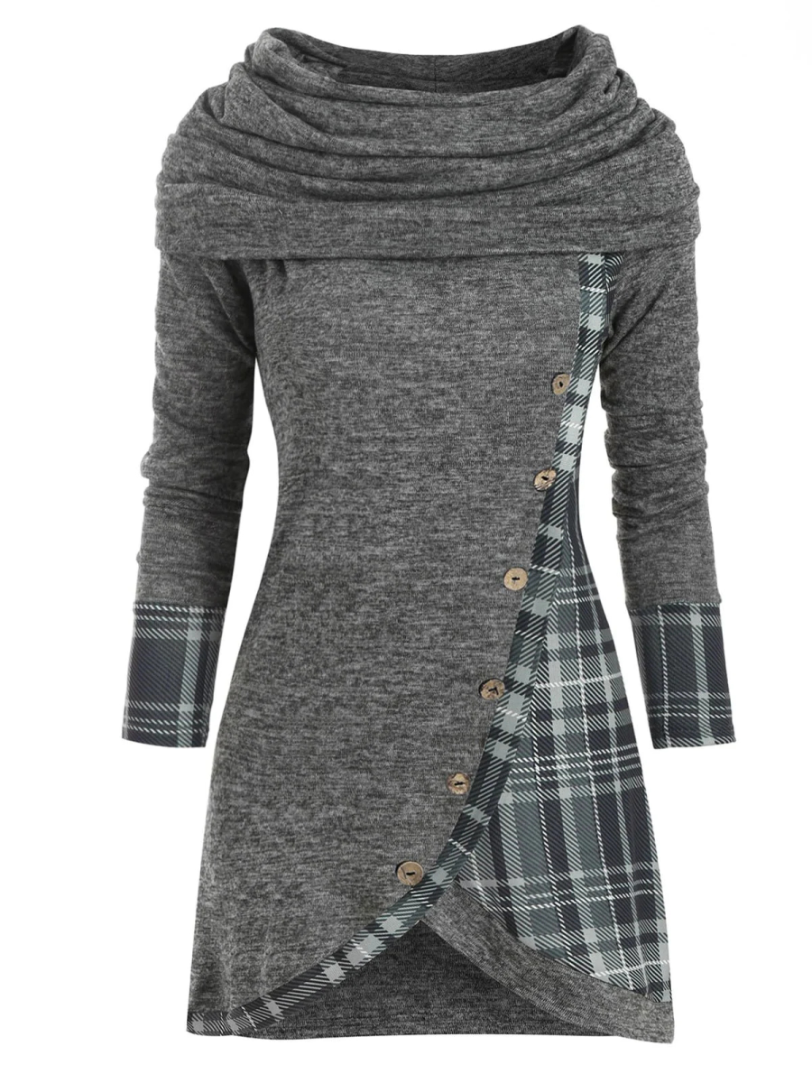 Retro Casual Plaid Stitching Women'S Dress