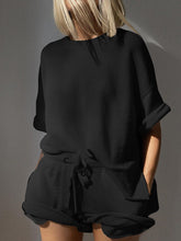 Load image into Gallery viewer, Casual Solid Color Middle Sleeve Round Neck Loose Two-Piece Suit
