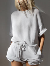 Load image into Gallery viewer, Casual Solid Color Middle Sleeve Round Neck Loose Two-Piece Suit
