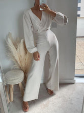 Load image into Gallery viewer, Pure Color Long Sleeve V-Neck Casual Knitted Two-Piece Suit
