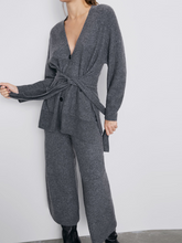 Load image into Gallery viewer, Fashion Loose V-Neck Lace-up Casual Two-Piece Suit
