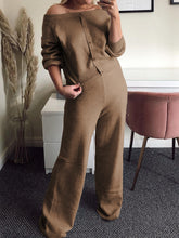 Load image into Gallery viewer, Pure Color Long Sleeve Casual Knitted Two-piece Suit

