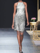 Load image into Gallery viewer, Fashion Printed Sleeveless Fringed Evening Dress
