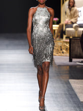 Load image into Gallery viewer, Fashion Printed Sleeveless Fringed Evening Dress

