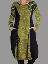 Load image into Gallery viewer, Ladies Print Splicing Dress
