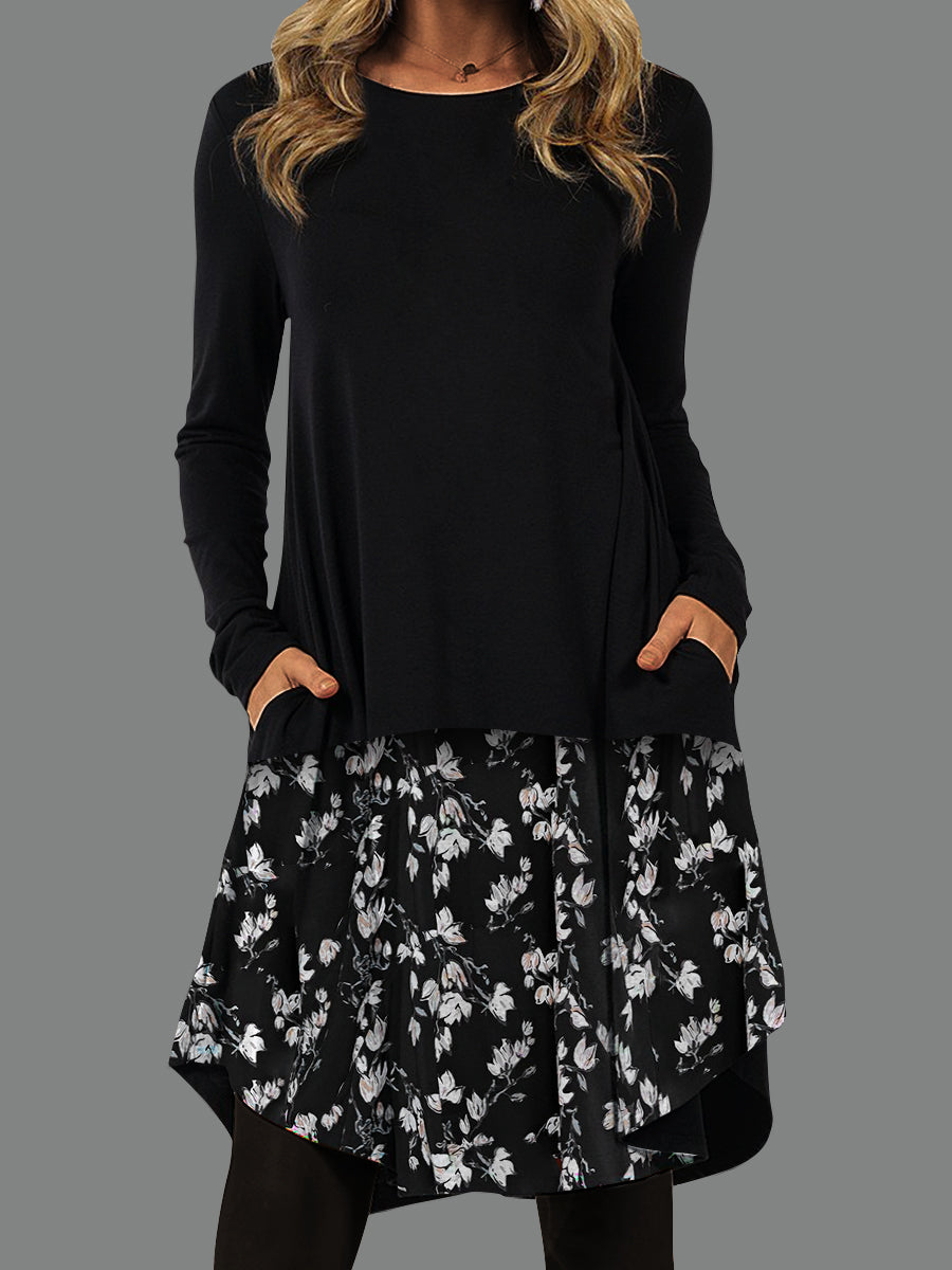Crew Neck Print Midi Dress