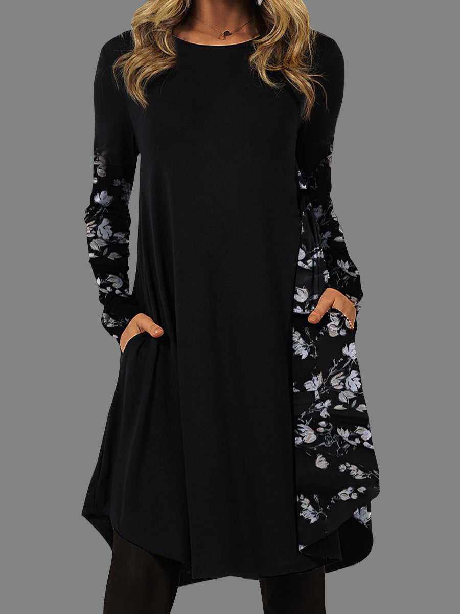 Crew Neck Women's Print Dress