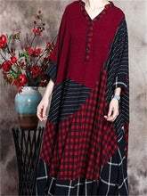 Load image into Gallery viewer, Retro Contrast Color Check Stitching Women'S Dress
