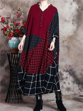 Load image into Gallery viewer, Retro Contrast Color Check Stitching Women'S Dress
