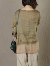 Load image into Gallery viewer, Vintage Literary Embroidery Round Neck Women'S Blouse
