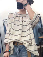 Load image into Gallery viewer, Retro Loose Striped Blouse On Both Sides
