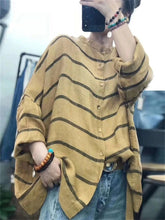 Load image into Gallery viewer, Retro Loose Striped Blouse On Both Sides

